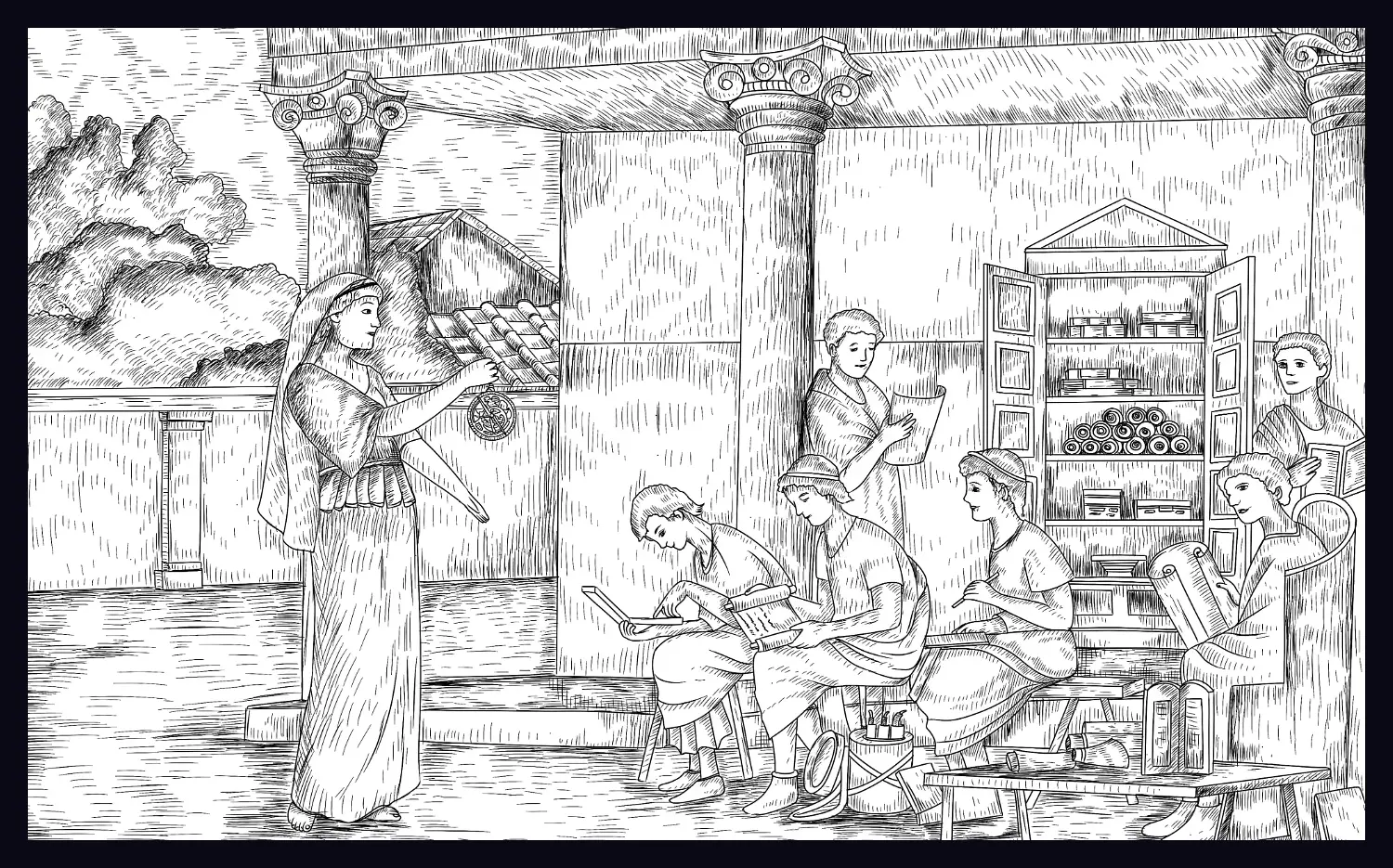 Hypatia constructing astrolabes
